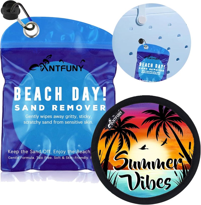 Antfuny Sand Remover for Beach Cleaner Eraser for Kids Women Wipe Off Mitt Duster Brush Vacation Hawaii Honeymoon Essential Gift Costa Must Haves Resort Rio de Janeiro Bahamas Punta Cana Beach Towel - Image 1